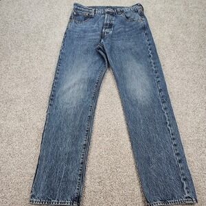 Levi's 501 Jeans Mens W30 L30 Button Fly Classic Blue Denim Straight Fit
